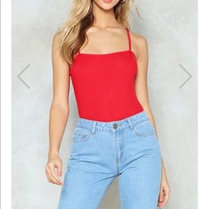 Red bodysuit from nasty gal